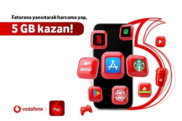 Vodafone Pay'den Anlaşmalı Harcamalara Özel 5 GB Hediye İnternet Fırsatı!