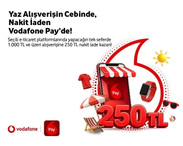 Vodafone Pay ile Yaz Alışverişlerine Özel 250 TL Nakit İade Fırsatı!